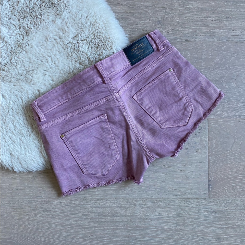 Zara denim studded pink shorts w/ split side